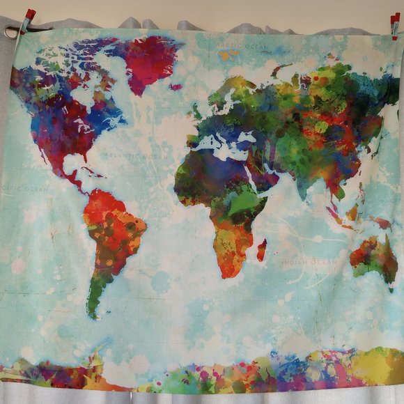 Wall Hanging / Tapestry - Abstract World Map 51"x60" - Picture 1 of 9